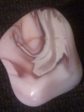 Polished Banded Jasper Freeform - Ribbon Pattern Cream & Purple Pocket Stone